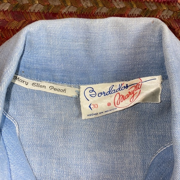 SOLD 🔥60s VINTAGE WESTERN EMBROIDERED PEARL SNAP DENIM - Picture 3 of 6